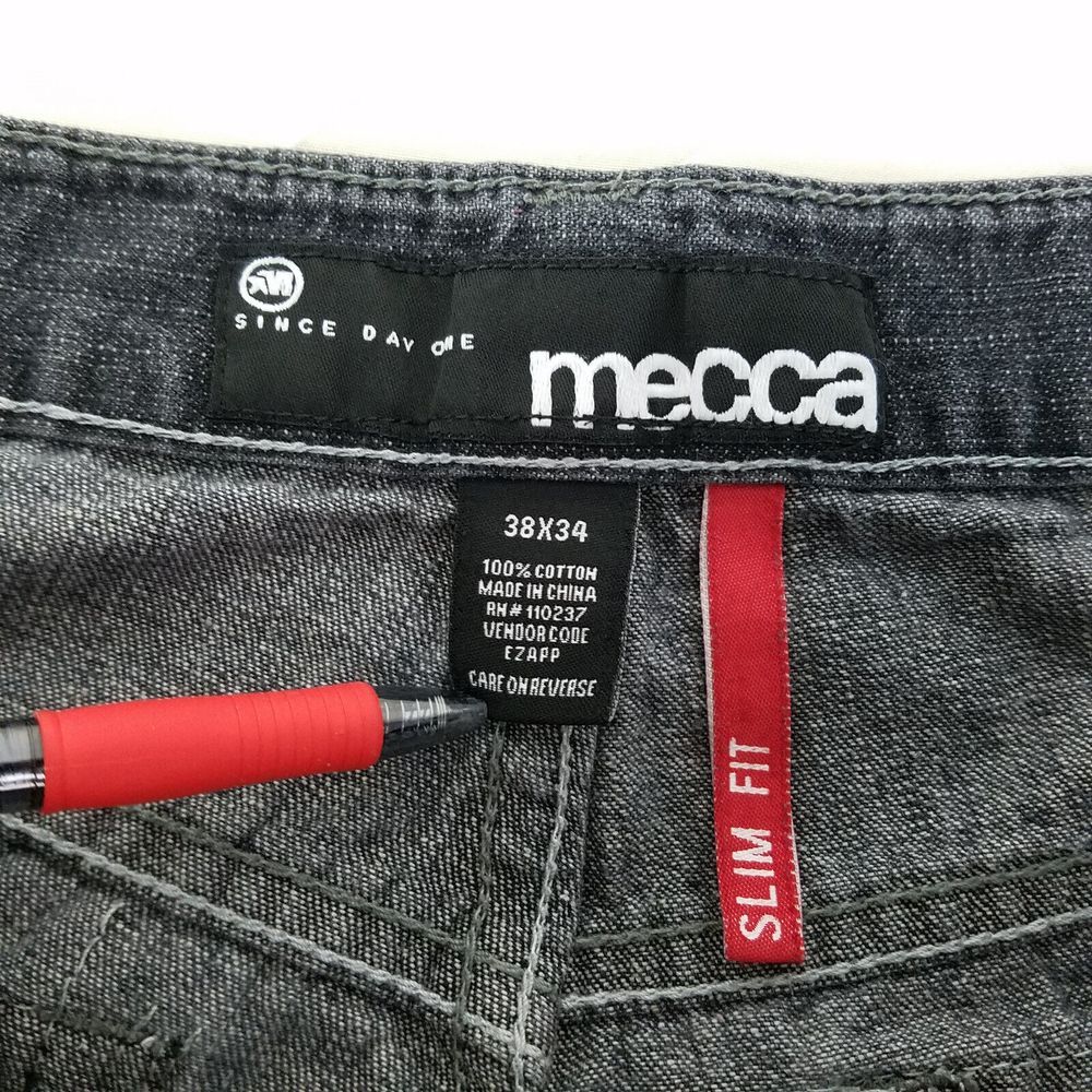 Mecca Jeans Mens 38 x 34 Black Slim Fit Straight Charcoal Denim Actual W34 x L31 - Picture 8 of 11